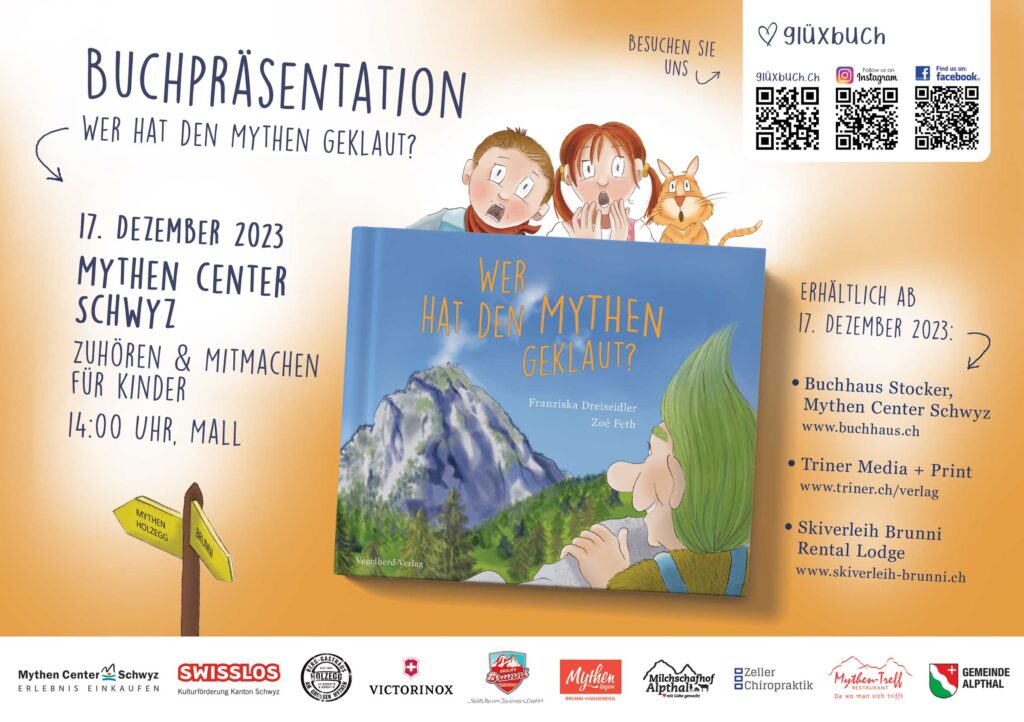 Flyer zum Kinderbuch "Wer hat den Mythen geklaut?"
